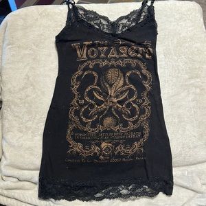 Serpentine Brand Tank Lace Accents with Octopus Retro Horror Goth Alternative
